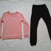 Set  felpa rosa e pantaloni neri 10/11 anni bambin