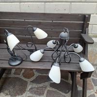 lampadario e abat jour in ferro battuto