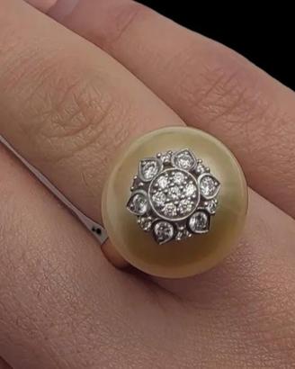 ANELLO ORO PERLA DIAMANTI