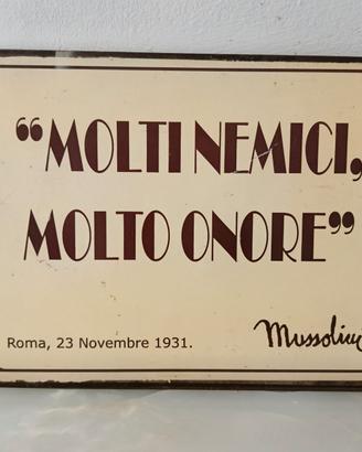 Targa Metallica Repro "Frase B.Mussolini