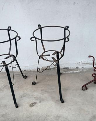 Trio porta vasi in ferro battuto
