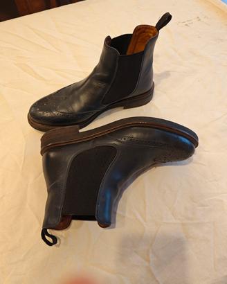 Stivaletto donna blu vera pelle