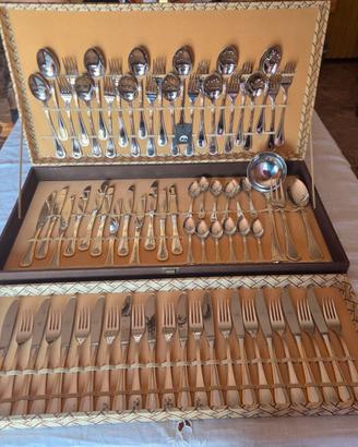 Set posate da 12 acciaio 18/10 e placcatura oro