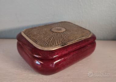 Scatola cofanetto portagioie legno argento 925