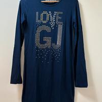 Vestito blu notte con borchie e strass