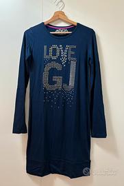 Vestito blu notte con borchie e strass