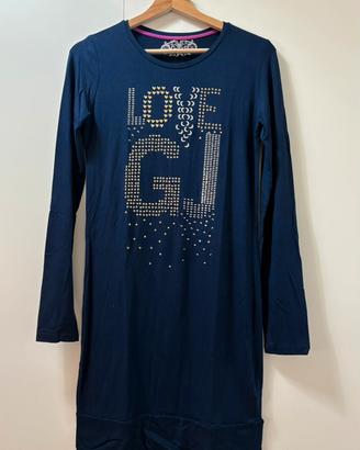 Vestito blu notte con borchie e strass