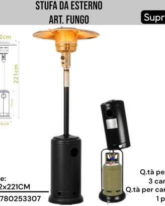 Stufa da Esterno a Gas Fungo Suprema 221cm Nuova