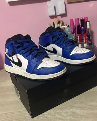 jordan 1 mid blu e bianche