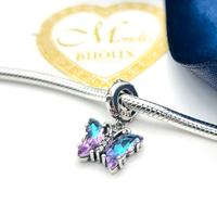 Charm farfalla blu viola argento 925 (x Pandora)