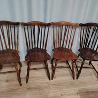 Set 4 sedie legno massello stile Windsor vintage
