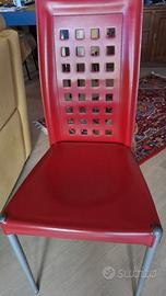 4 sedie Calligaris in vera pelle rossa
