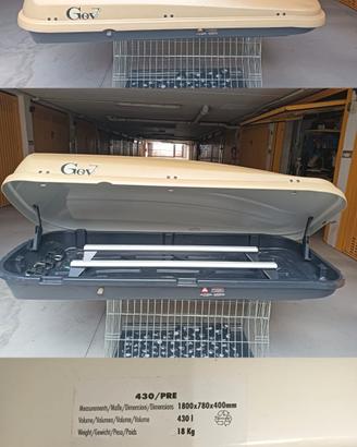 Box tetto auto Gev con barre attacchi Opel Meriva 