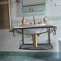 Mobile arredo/bagno in marmo/ottone con accessori