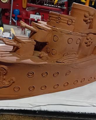 Modellino Nave da guerra in terracotta