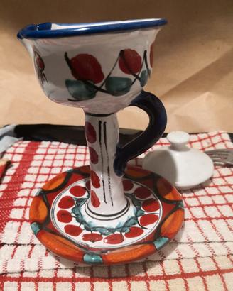 portacandela in ceramica smaltata