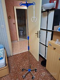 Asta per flebo ACCIAIO INOX 4 ganci e portaflebo