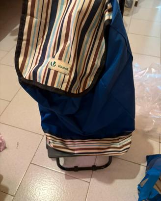 Carrello spesa saliscale blu – 6 ruote