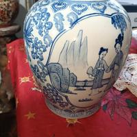 Antico vaso cinese XIX secolo dipinto a mano 