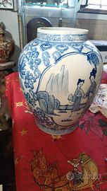 Antico vaso cinese XIX secolo dipinto a mano 
