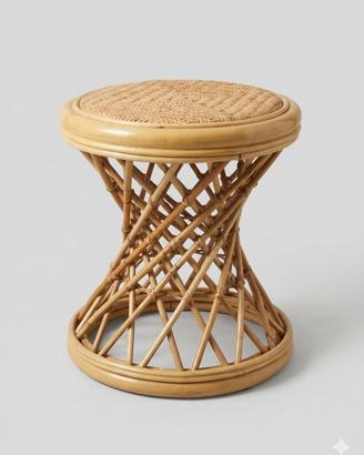 Tavolino/sgabello in rattan e bambu’