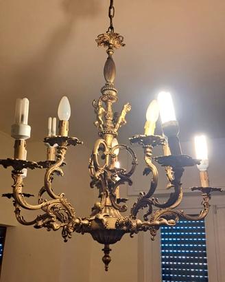 lampadario a 8 luci in bronzo