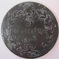 Moneta antica Regno d'Italia da 5 centesimi Vittor