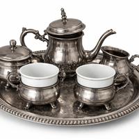 Servizio da tè vintage in peltro 95% con vassoio