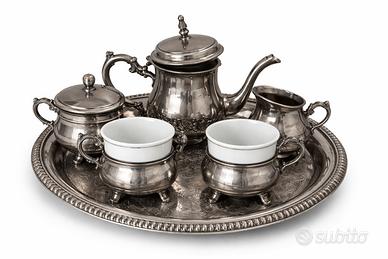 Servizio da tè vintage in peltro 95% con vassoio