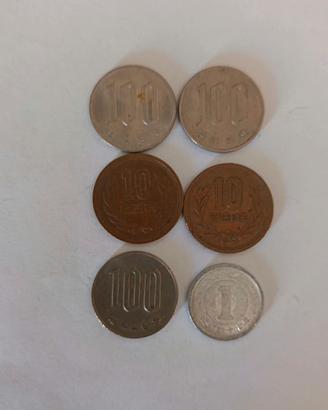 Lotto 6 monete Giappone Yen 1007, 10¥，1¥