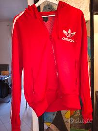 Felpa Adidas Rossa con cappuccio. Taglia M 