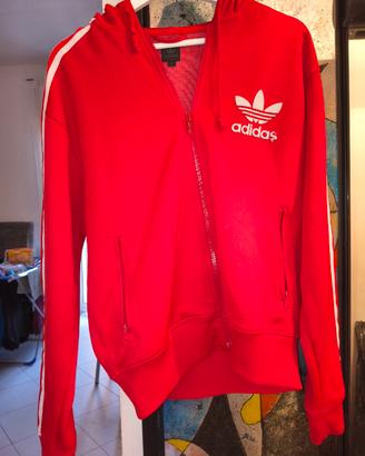 Felpa Adidas Rossa con cappuccio. Taglia M 