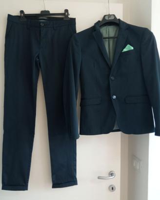 Completo elegante uomo blu slimfit taglia S