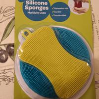 Set 2 spugne in silicone multiuso – nuove, doppia 