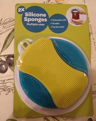 Set 2 spugne in silicone multiuso – nuove, doppia 