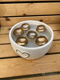 Portacandele acqua - vetro oro Kit da 6pz