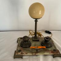 Calamaio doppio da scrivania con lampada