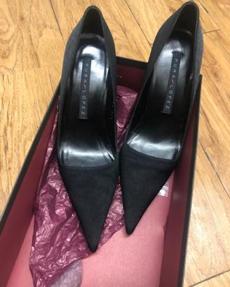 Scarpe tacco alto tessuto nere numero 37.5