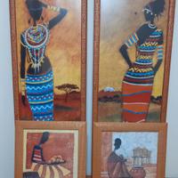 Coppia di quadri etnici 100x38  Coppia di quadri e