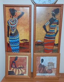 Coppia di quadri etnici 100x38  Coppia di quadri e