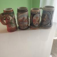 Set 4 Boccali da Birra Vintage in Ceramica 