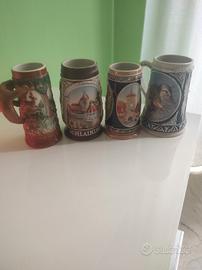 Set 4 Boccali da Birra Vintage in Ceramica 