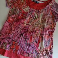 T -shirt donna fantasia rossa XL Bleu de Sym 