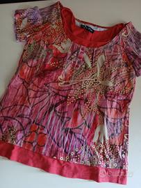 T -shirt donna fantasia rossa XL Bleu de Sym 