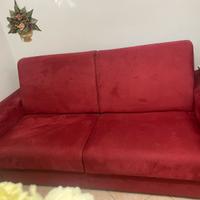 Divano letto  rosso bordeaux in tessuto alcantara
