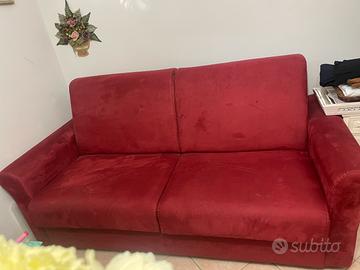 Divano letto  rosso bordeaux in tessuto alcantara