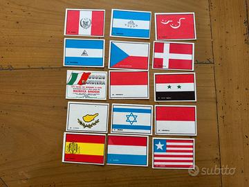 Lotto 15 figurine bandiere squadre nazionali