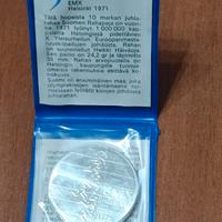 Moneta da 10 Markka finlandesi Helsinki 1971
