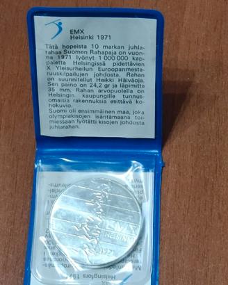 Moneta da 10 Markka finlandesi Helsinki 1971