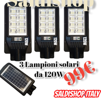 Kit 3 lampioni 100w ad energia solare con sensore